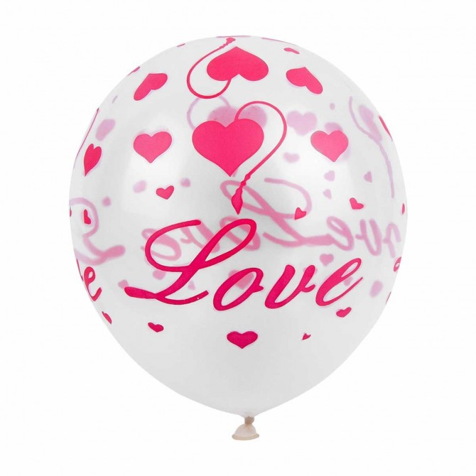 Beyaz Love Baskılı Helyum Balon (Ek Ürün Olarak Satılır)